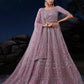 Rajwada Mauve Embroidered Soft Net Semi Stitched Lehenga With Blouse For Women