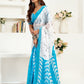 Rajwada Sky Blue Cotton Linen Zari Work Saree For Women