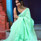Rajwada Light Green Cotton  Saree  With Unstitched Blouse for Women