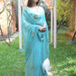Rajwada Light Blue Embroidered Simmar Saree with Unstitched Blouse for Women