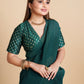 Rajwada - Stunning Teal Chiffon Georgette Saree with Stitched Blouse