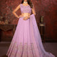 Rajwada Purple Georgette Embellished Semi Stitched Lehenga With Unstitched Blouse for Women