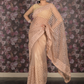 Rajwada Beige Thread Embroidered Net Saree with Unstitched Blouse for Women