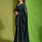 Rajwada Teal Embellished Georgette Saree With Unstitched Blouse For Women