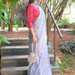 Rajwada Light Purple Mirror Work Embroidered Saree with Unstitched Blouse for Women