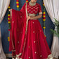 Rajwada Red Georgette Embellished Semi-Stitched lehenga For Women