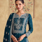 Rajwada Teal Georgette Embroidered Semi-Stitched Kurta Set For Women