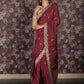 Rajwada Maroon Zari and Stone Embellished Woven Saree with Unstitched Blouse for Women