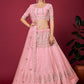 Rajwada Pink Georgette Embellished Semi Stitched Lehenga With Unstitched Blouse for Women