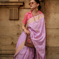 Rajwada Lavender Soft Silk Woven Saree With Unstitched Blouse For Women