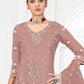 Rajwada Peach Georgette Embellished Semi-Stitched Kurta Set For Women