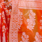Rajwada Orange Cotton Blend Woven Saree With Unstitched Blouse For Women