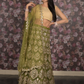 Rajwada Olive Green Embroidered Semi Stitched Net Lehenga Set With Dupatta And Unstitched Blouse For Women