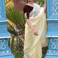 Rajwada Cream Lace Embroidered Crush Tissue Silk Saree with Unstitched Blouse for Women