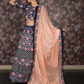 Rajwada Dark Blue Zari Embroidered Silk Blend Semi-Stitched Lehenga with Stitched Blouse for Women
