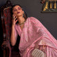 Rajwada Pink Silk Blend Woven Saree With Unstitched Blouse For Women