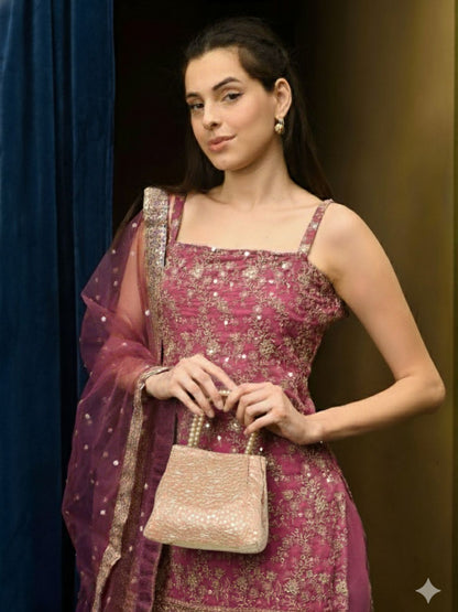 Rajwada Women Awe-Worthy Light Peach Batua