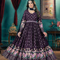 Rajwada Purple Faux Georgette Printed Gown For Women