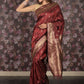 Rajwada Maroon Woven Silk Blend Saree with Unstitched Blouse for Women