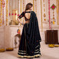 Rajwada Black Cotton Blend Solid With Golden Border Semi-Stitched Lehenga For Women