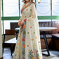 Rajwada White Cotton Blend Solid Saree For Women