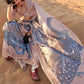 Rajwada Light Purple Silk Blend Printed Saree With Unstitched Blouse For Women