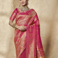 Rajwada Pink Silk Blend Embellished Saree For Women