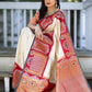 Rajwada Off White Silk Blend Woven Saree For Women