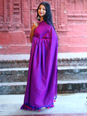 Rajwada Purple Cotton  Saree  With Unstitched Blouse for Women