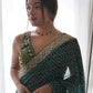 Rajwada - Beautiful Teal Georgette Silk Saree with Unstitched Blouse