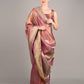 Purple Satin Nylon Woven Saree With Unstitched Blouse
