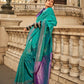 Rajwada Green Soft Silk Woven Saree With Unstitched Blouse For Women