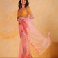 Rajwada Peach Net Embroidered Saree With Unstitched Blouse For Women