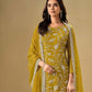 Rajwada Mustard Chinon Embroidered Semi-Stitched Kurta Set For Women