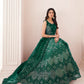 Rajwada Green Net Embroidered Semi Stitched Lehenga With Unstitched Blouse for Women
