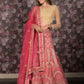 Rajwada Pink Velvet Embroidered Semi Stitched Lehenga With Unstitched Blouse For Women