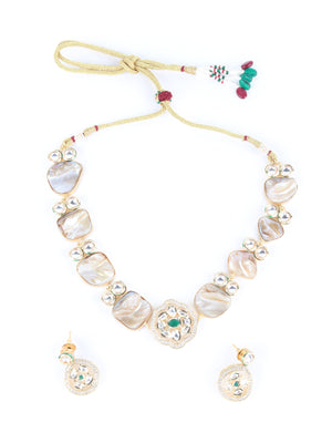 Rajwada Gold Rasin Choker Neckpiece Set For Women