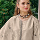 Rajwada Beige Organza Embroidery Semi-Stitched Kurta Set For Women