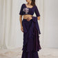 Rajwada Purple Organza Solid Ready To Wear Saree With Stitched Blouse For Women