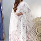 Rajwada White Cotton Blend Printed Straight Kurta Set For Women