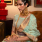 Rajwada Green Silk Blend Woven Saree With Unstitched Blouse for Women