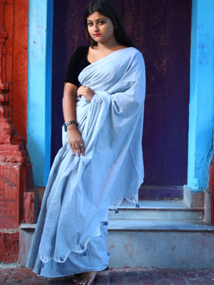 Rajwada Light Grey Cotton  Saree  With Unstitched Blouse for Women