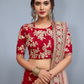 Rajwada Women Red Embroidered Semi Stitched Lehenga With Unstitched Blouse