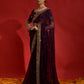 Rajwada Wine Embroidered Georgette Saree With Unstitched Blouse For Women
