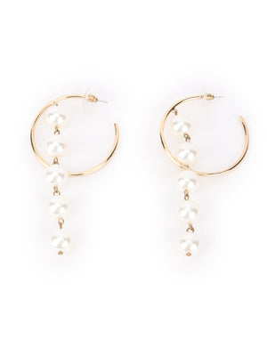Rajwada Patterned Hoop Earring With Faux Pearls For Women