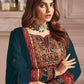 Rajwada Teal Georgette Embroidered Semi Stitched Salwar Suit For Women