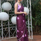 Rajwada Purple Embroidered Chiffon Silk Saree with Unstitched Blouse for Women