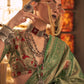 Rajwada Green Silk Blend Woven Saree With Unstitched Blouse For Women