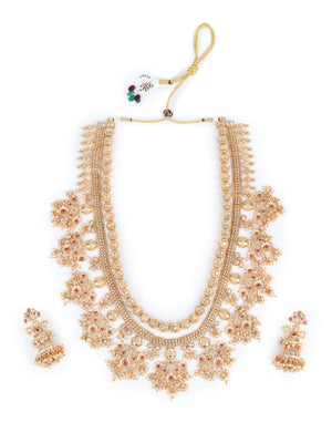 Rajwada Gold Pearl and Faux Stone Embellished Jewellry Set for Women