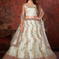 Rajwada White Net Embroidered Semi Stitched Lehenga With Unstitched Blouse for Women